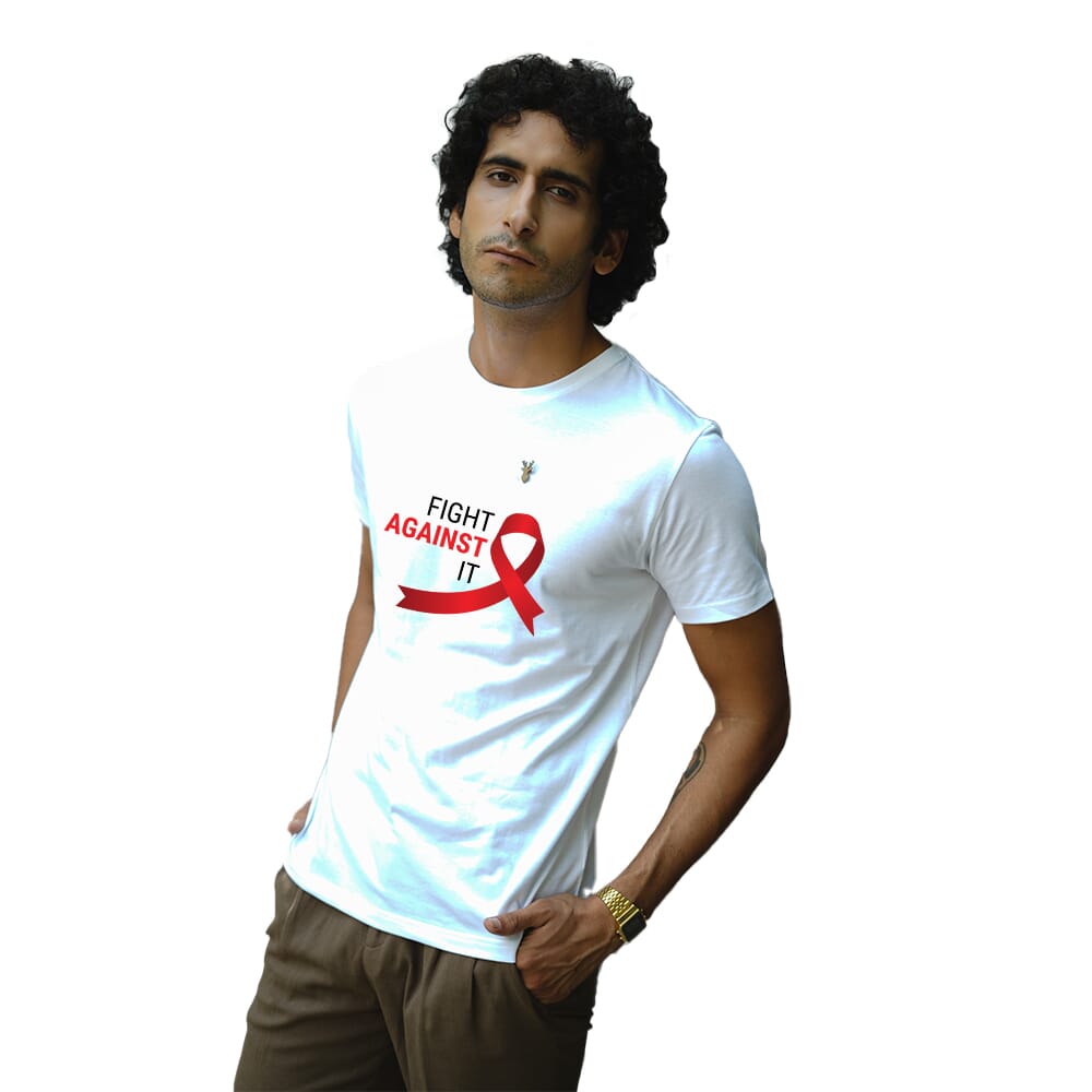 Fight Against It Greys and Blues Pima Unisex Round Neck T-shirt - White